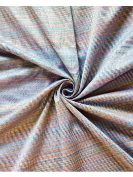 Трикотаж MISSONI цветные полоски на голубом фоне