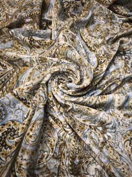 Бархат Etro голубо-бежевый рисунок на желтом фоне