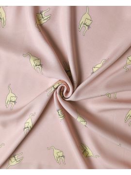 Крепдешин розовый с кошками MIU MIU, купоны