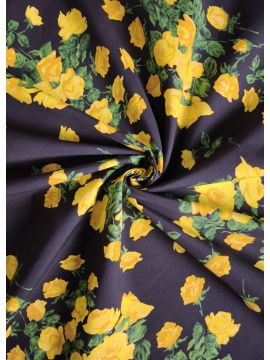 Поплин желтые розы на черном фоне MSGM