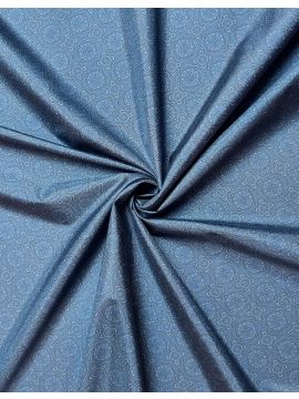 Плащевая с голубым орнаментом на темно-голубом фоне